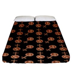 Victorian Crosses Black Fitted Sheet (king Size) by snowwhitegirl