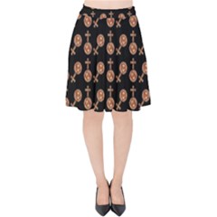 Victorian Crosses Black Velvet High Waist Skirt by snowwhitegirl