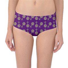 Victorian Crosses Purple Mid-waist Bikini Bottoms by snowwhitegirl