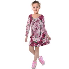 Guadalupe Roses Kids  Long Sleeve Velvet Dress by snowwhitegirl