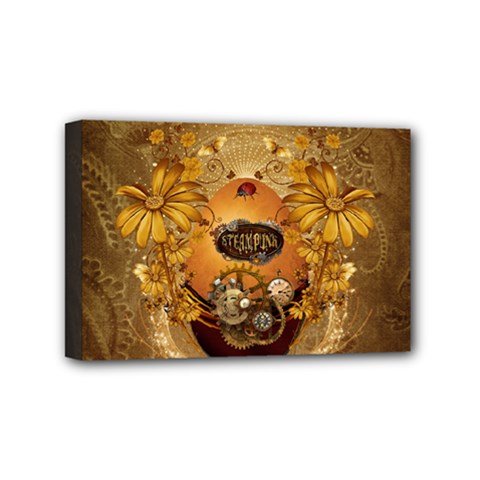 Awesome Steampunk Easter Egg With Flowers, Clocks And Gears Mini Canvas 6  X 4  (stretched) by FantasyWorld7