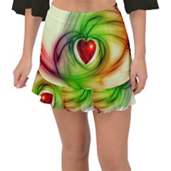 Heart Love Luck Abstract Fishtail Mini Chiffon Skirt by Pakrebo