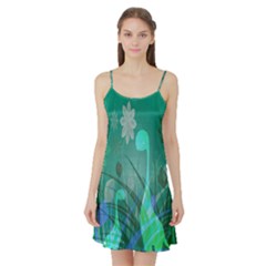 Dinosaur Family - Green - Satin Night Slip by WensdaiAmbrose