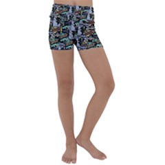 Comic Books Pattern Kids  Lightweight Velour Yoga Shorts by snowwhitegirl