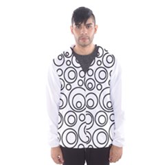 Abstract Black On White Circles Design Hooded Windbreaker (men) by LoolyElzayat