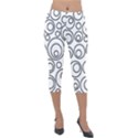 Abstract Black On White Circles Design Lightweight Velour Capri Leggings  View1