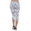 Abstract Black On White Circles Design Lightweight Velour Capri Leggings  View2