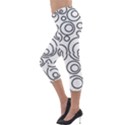 Abstract Black On White Circles Design Lightweight Velour Capri Leggings  View3