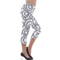 Abstract Black On White Circles Design Lightweight Velour Capri Leggings  View4