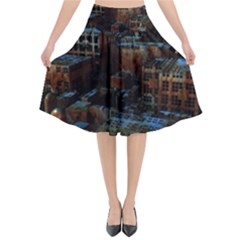 Building Ruins Old Industry Flared Midi Skirt by Pakrebo