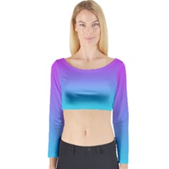 Fuschia Turquoise Dream Long Sleeve Crop Top by retrotoomoderndesigns