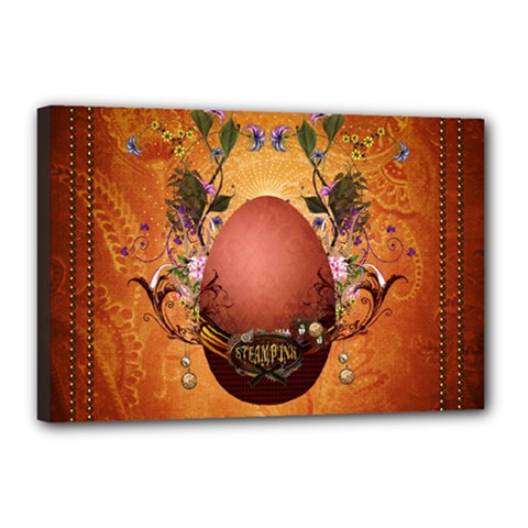 Wonderful Steampunk Easter Egg With Flowers Canvas 18  X 12  (stretched) by FantasyWorld7