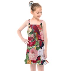 Tropical Bird Floral Kids  Overall Dress by snowwhitegirl