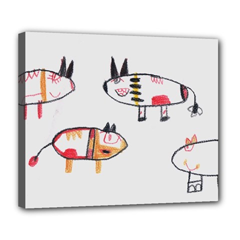 Children Children Drawing Flock Deluxe Canvas 24  X 20  (stretched) by Pakrebo