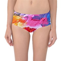 Abstract Art Background Paint Mid-waist Bikini Bottoms by Pakrebo