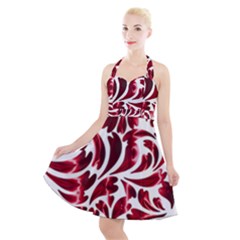 Abstract Geometric Art Fractal Halter Party Swing Dress  by Pakrebo