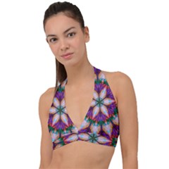 Seamless Abstract Colorful Tile Halter Plunge Bikini Top by Pakrebo