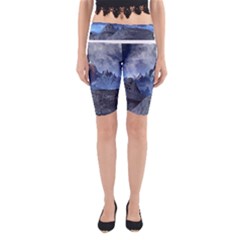 Mountains Moon Earth Space Yoga Cropped Leggings by Pakrebo