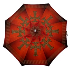 Wonderful Celtic Cross On Vintage Background Straight Umbrellas by FantasyWorld7