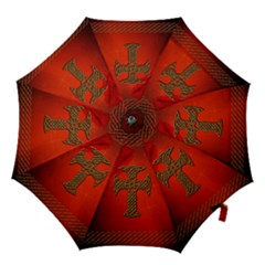 Wonderful Celtic Cross On Vintage Background Hook Handle Umbrellas (medium) by FantasyWorld7