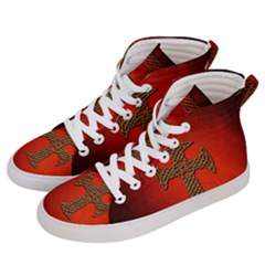 Wonderful Celtic Cross On Vintage Background Men s Hi-top Skate Sneakers by FantasyWorld7