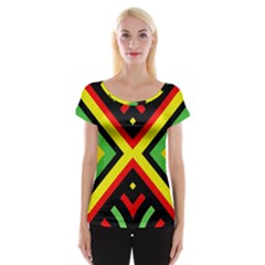 Reggae Vintage Geometric Vibrations Cap Sleeve Top by beautyskulls