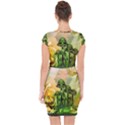 Awesome Funny Mushroom Skulls With Roses And Fire Capsleeve Drawstring Dress  View2