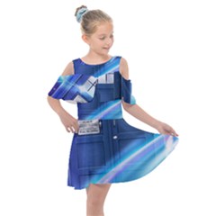 Tardis Space Kids  Shoulder Cutout Chiffon Dress by Sudhe