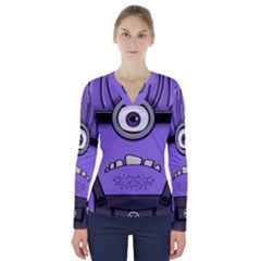 Evil Purple V-neck Long Sleeve Top by Sudhe