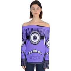 Evil Purple Off Shoulder Long Sleeve Top by Sudhe