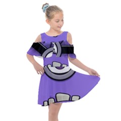 Evil Purple Kids  Shoulder Cutout Chiffon Dress by Sudhe