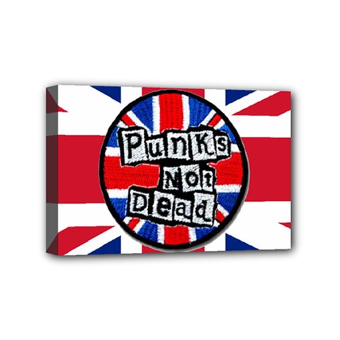 Punk Not Dead Music Rock Uk United Kingdom Flag Mini Canvas 6  X 4  (stretched) by Sudhe