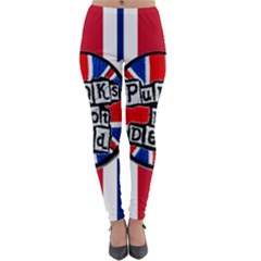 Punk Not Dead Music Rock Uk United Kingdom Flag Lightweight Velour Leggings by Sudhe