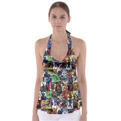 Comic Book Images Babydoll Tankini Top by Sudhe