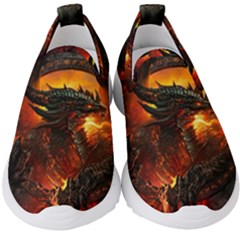 Dragon Legend Art Fire Digital Fantasy Kids  Slip On Sneakers by Sudhe