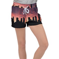 Skyline Panoramic City Architecture Women s Velour Lounge Shorts by Sudhe