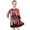 Skyline Panoramic City Architecture Kids  Quarter Sleeve Shirt Dress View1