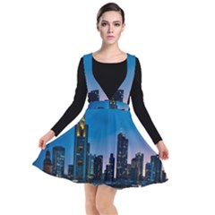 Frankfurt Germany Panorama City Plunge Pinafore Dress by Sudhe