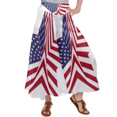 A Star With An American Flag Pattern Satin Palazzo Pants by Sudhe