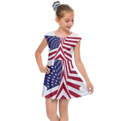 A Star With An American Flag Pattern Kids  Cap Sleeve Dress by Sudhe