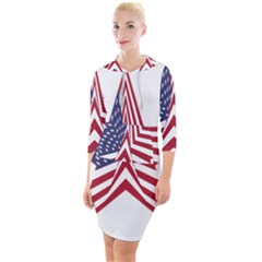 A Star With An American Flag Pattern Quarter Sleeve Hood Bodycon Dress by Sudhe