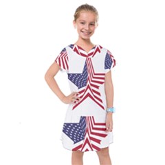 A Star With An American Flag Pattern Kids  Drop Waist Dress by Sudhe