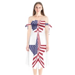 A Star With An American Flag Pattern Shoulder Tie Bardot Midi Dress by Sudhe