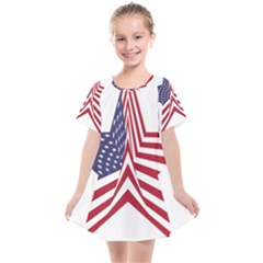 A Star With An American Flag Pattern Kids  Smock Dress by Sudhe