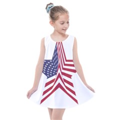 A Star With An American Flag Pattern Kids  Summer Dress by Sudhe