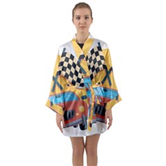 Automobile Car Checkered Drive Long Sleeve Kimono Robe by Sudhe