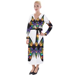 Abstract Animal Art Butterfly Velvet Maxi Wrap Dress by Sudhe