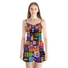 Abstract A Colorful Modern Illustration Satin Pajamas Set by Sudhe