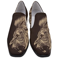 Angry Male Lion Slip On Heel Loafers by Sudhe