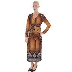 The Tiger Face Velvet Maxi Wrap Dress by Sudhe